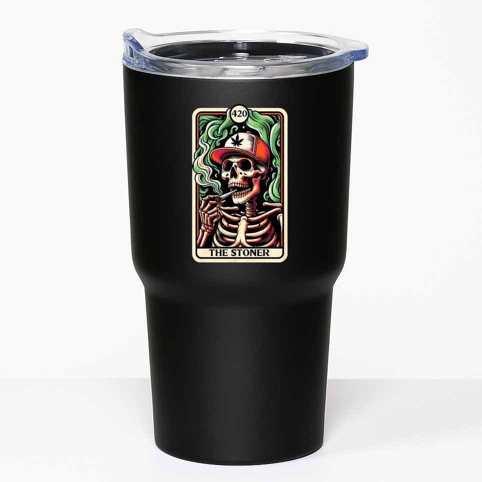 Tarot Card The Stoner Weed Lover Skeleton Cannabis 420 Tumbler