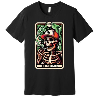 Tarot Card The Stoner Weed Lover Skeleton Cannabis 420 Premium T-Shirt