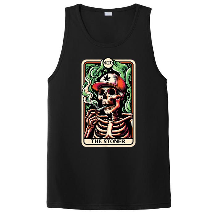 Tarot Card The Stoner Weed Lover Skeleton Cannabis 420 PosiCharge Competitor Tank