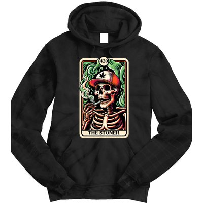 Tarot Card The Stoner Weed Lover Skeleton Cannabis 420 Tie Dye Hoodie