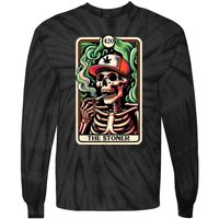 Tarot Card The Stoner Weed Lover Skeleton Cannabis 420 Tie-Dye Long Sleeve Shirt