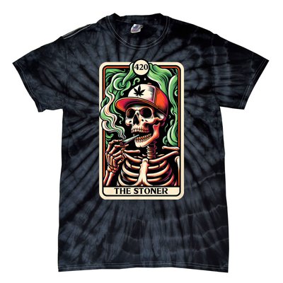 Tarot Card The Stoner Weed Lover Skeleton Cannabis 420 Tie-Dye T-Shirt