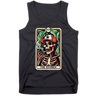 Tarot Card The Stoner Weed Lover Skeleton Cannabis 420 Tank Top