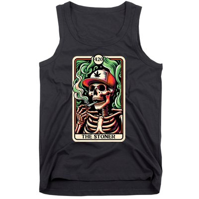 Tarot Card The Stoner Weed Lover Skeleton Cannabis 420 Tank Top