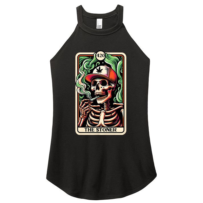 Tarot Card The Stoner Weed Lover Skeleton Cannabis 420 Women's Perfect Tri Rocker Tank