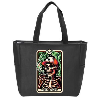 Tarot Card The Stoner Weed Lover Skeleton Cannabis 420 Zip Tote Bag