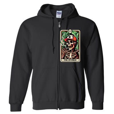 Tarot Card The Stoner Weed Lover Skeleton Cannabis 420 Full Zip Hoodie