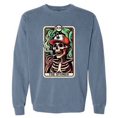 Tarot Card The Stoner Weed Lover Skeleton Cannabis 420 Garment-Dyed Sweatshirt