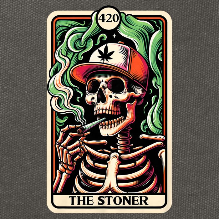 Tarot Card The Stoner Weed Lover Skeleton Cannabis 420 Cotton Canvas Backpack