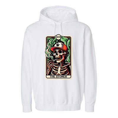 Tarot Card The Stoner Weed Lover Skeleton Cannabis 420 Garment-Dyed Fleece Hoodie