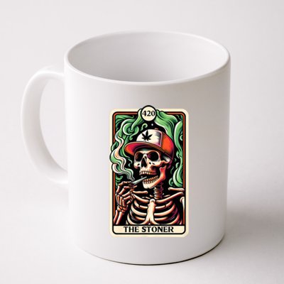 Tarot Card The Stoner Weed Lover Skeleton Cannabis 420 Coffee Mug