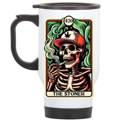 Tarot Card The Stoner Weed Lover Skeleton Cannabis 420 Stainless Steel Travel Mug