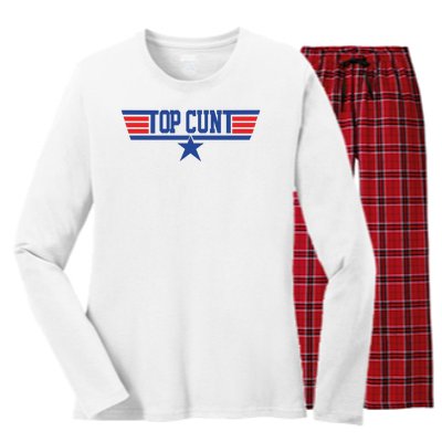 Top Cunt Women's Long Sleeve Flannel Pajama Set 