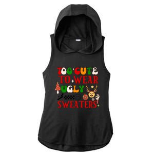 Too Cute To Wear Ugly Christmas Sweaters Ladies PosiCharge Tri-Blend Wicking Draft Hoodie Tank