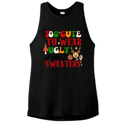 Too Cute To Wear Ugly Christmas Sweaters Ladies PosiCharge Tri-Blend Wicking Tank