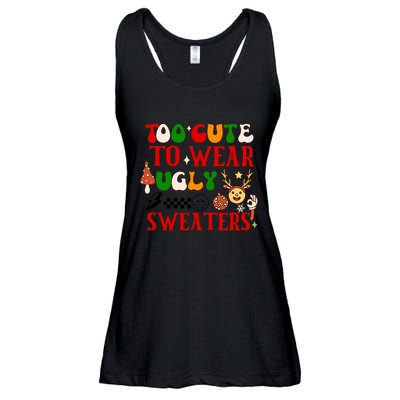 Too Cute To Wear Ugly Christmas Sweaters Ladies Essential Flowy Tank