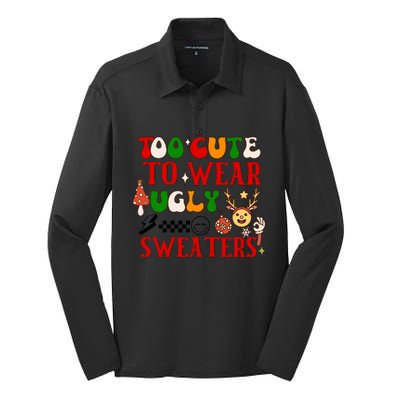 Too Cute To Wear Ugly Christmas Sweaters Silk Touch Performance Long Sleeve Polo