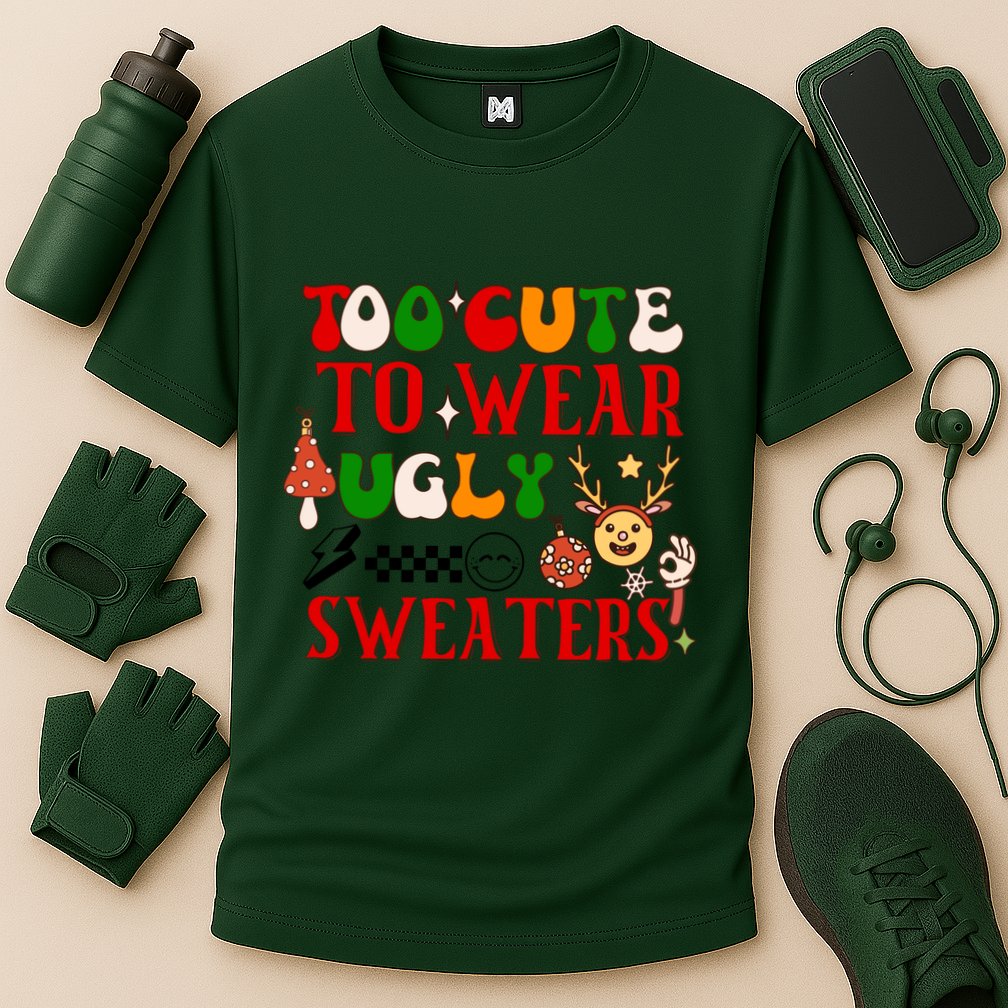 Too Cute To Wear Ugly Christmas Sweaters Cooling Performance Crew T-Shirt