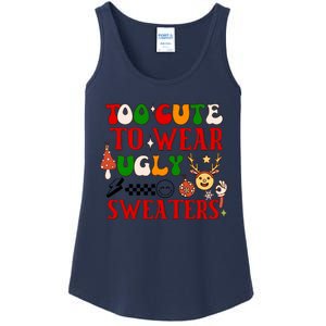 Too Cute To Wear Ugly Christmas Sweaters Ladies Essential Tank