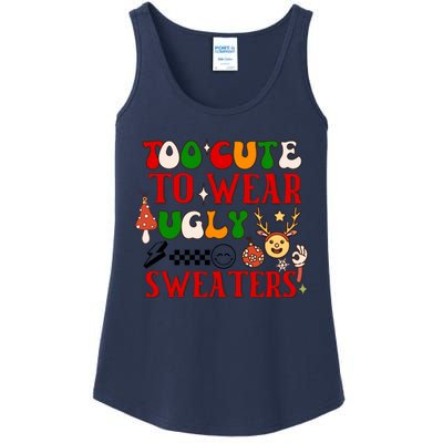 Too Cute To Wear Ugly Christmas Sweaters Ladies Essential Tank