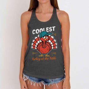 Thanksgiving Coolest Turkey At Table Women's Knotted Racerback Tank