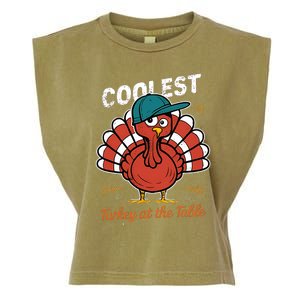 Thanksgiving Coolest Turkey At Table Garment-Dyed Women's Muscle Tee