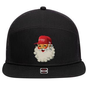 Trump Christmas Trump Maga Santa 7 Panel Mesh Trucker Snapback Hat