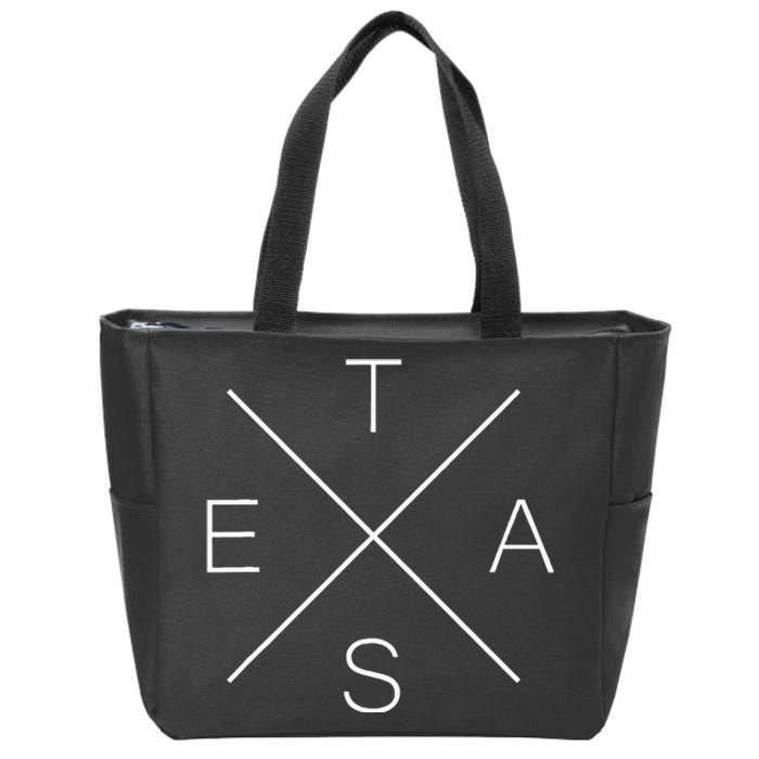 Texas Cool Texas State X Text Trendy Zip Tote Bag