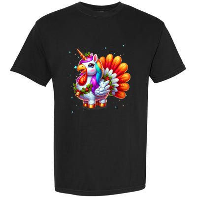 Thanksgiving Cute Unicorn Turkey For Girls Kids Garment-Dyed Heavyweight T-Shirt