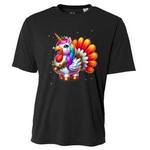 Thanksgiving Cute Unicorn Turkey For Girls Kids Cooling Performance Crew T-Shirt