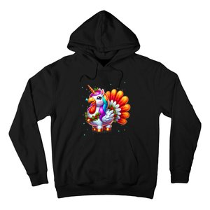 Thanksgiving Cute Unicorn Turkey For Girls Kids Hoodie