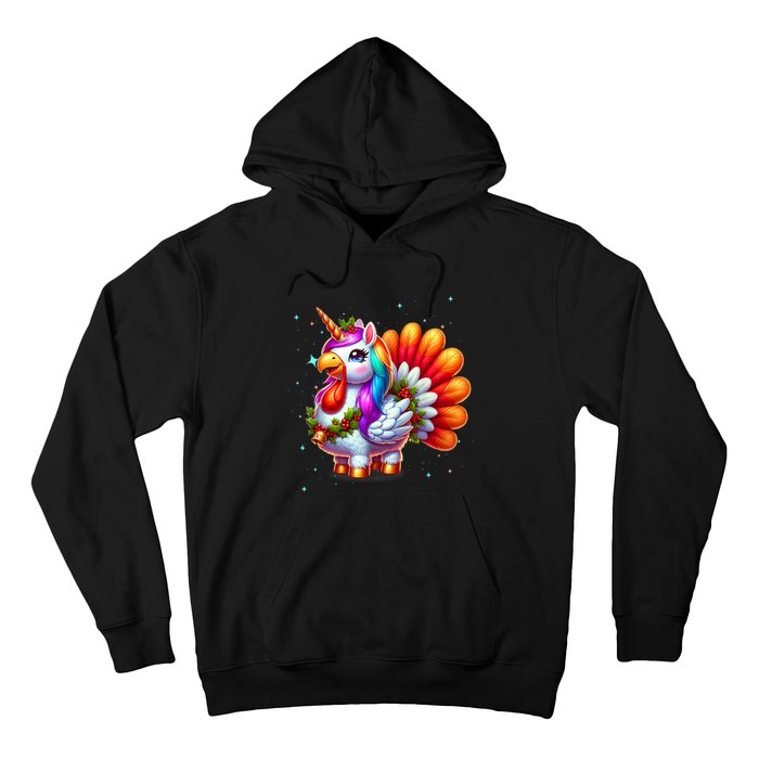 Thanksgiving Cute Unicorn Turkey For Girls Kids Hoodie