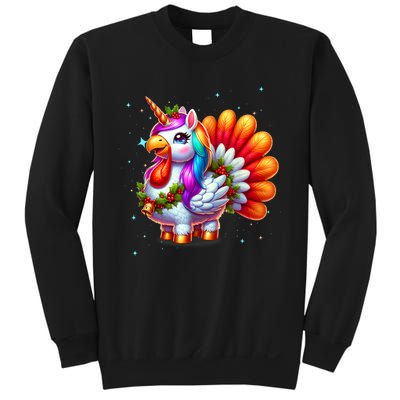 Thanksgiving Cute Unicorn Turkey For Girls Kids Sweatshirt