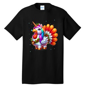 Thanksgiving Cute Unicorn Turkey For Girls Kids Tall T-Shirt