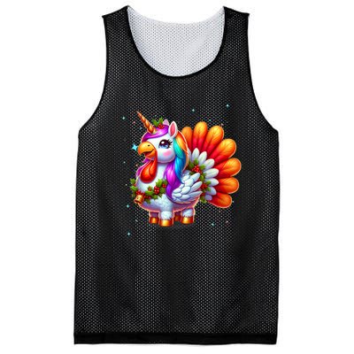 Thanksgiving Cute Unicorn Turkey For Girls Kids Mesh Reversible Basketball Jersey Tank