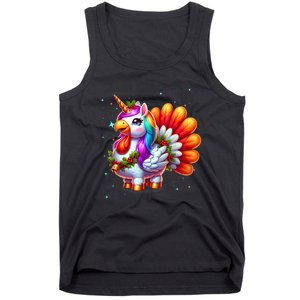 Thanksgiving Cute Unicorn Turkey For Girls Kids Tank Top