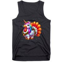 Thanksgiving Cute Unicorn Turkey For Girls Kids Tank Top