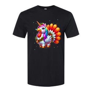 Thanksgiving Cute Unicorn Turkey For Girls Kids Softstyle CVC T-Shirt