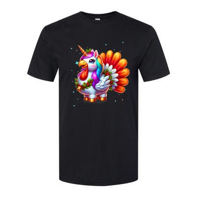 Thanksgiving Cute Unicorn Turkey For Girls Kids Softstyle CVC T-Shirt