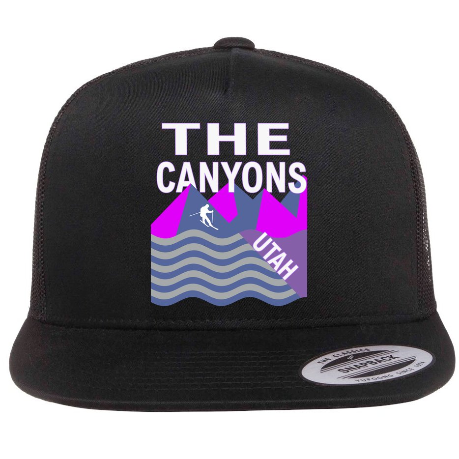 The Canyons Utah Usa Ski Resort Snowboarding Skiing Funny Gift Flat Bill Trucker Hat