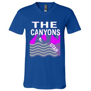 The Canyons Utah Usa Ski Resort Snowboarding Skiing Funny Gift V-Neck T-Shirt