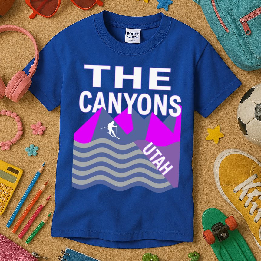 The Canyons Utah Usa Ski Resort Snowboarding Skiing Funny Gift Kids T-Shirt