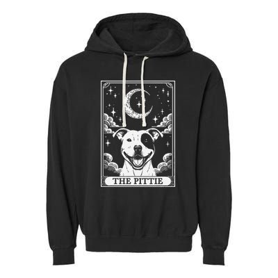 Tarot Card Vintage Crescent Moon Pit Bull Dog Pittie Mom Garment-Dyed Fleece Hoodie