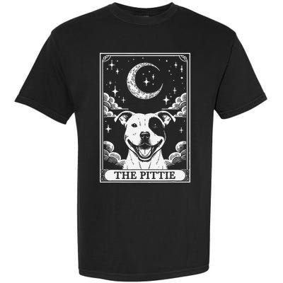 Tarot Card Vintage Crescent Moon Pit Bull Dog Pittie Mom Garment-Dyed Heavyweight T-Shirt