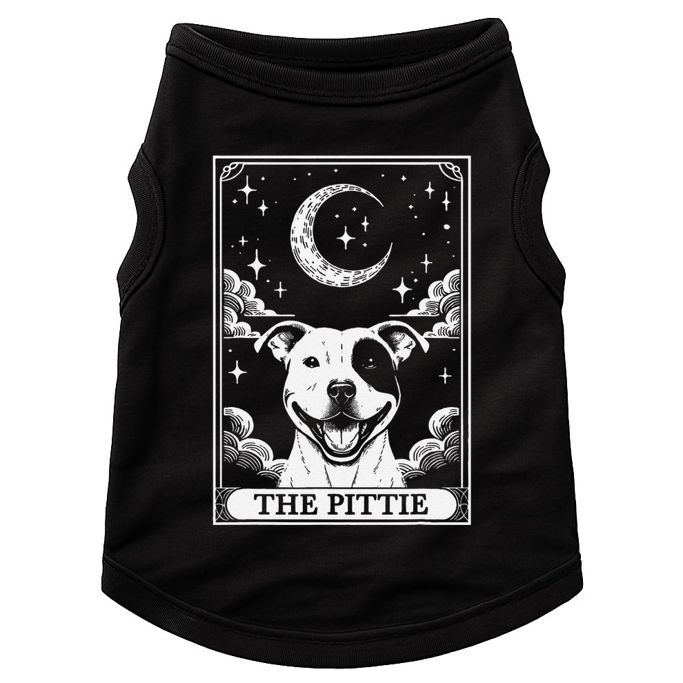 Tarot Card Vintage Crescent Moon Pit Bull Dog Pittie Mom Doggie Tank