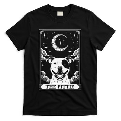Tarot Card Vintage Crescent Moon Pit Bull Dog Pittie Mom T-Shirt