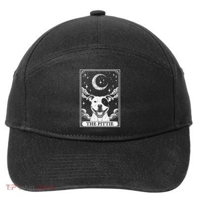 Tarot Card Vintage Crescent Moon Pit Bull Dog Pittie Mom 7-Panel Snapback Hat