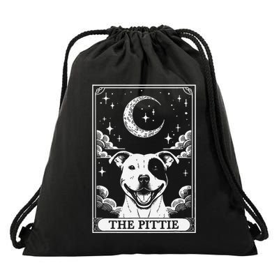 Tarot Card Vintage Crescent Moon Pit Bull Dog Pittie Mom Drawstring Bag