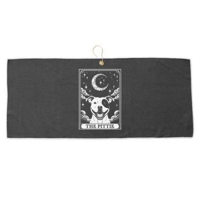 Tarot Card Vintage Crescent Moon Pit Bull Dog Pittie Mom Large Microfiber Waffle Golf Towel