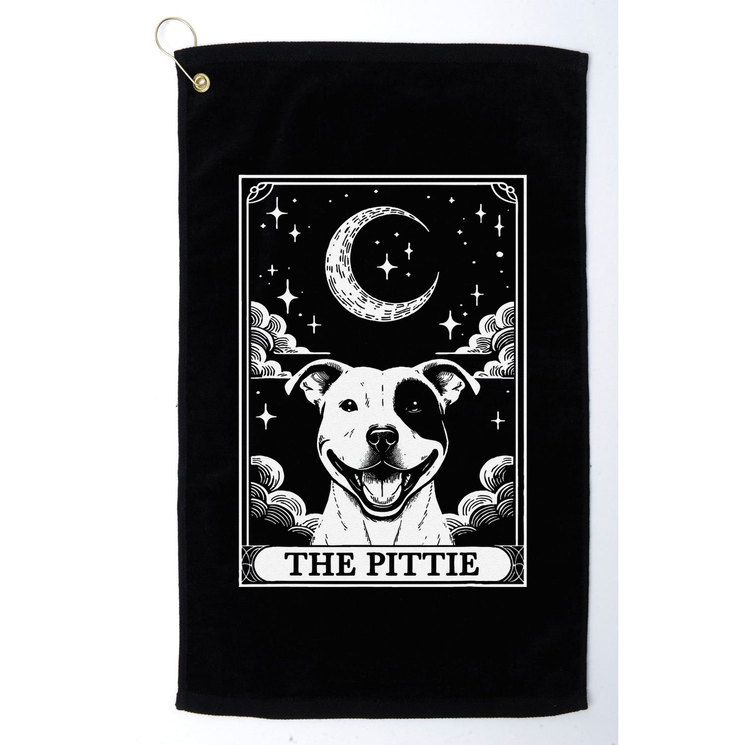 Tarot Card Vintage Crescent Moon Pit Bull Dog Pittie Mom Golf Towel